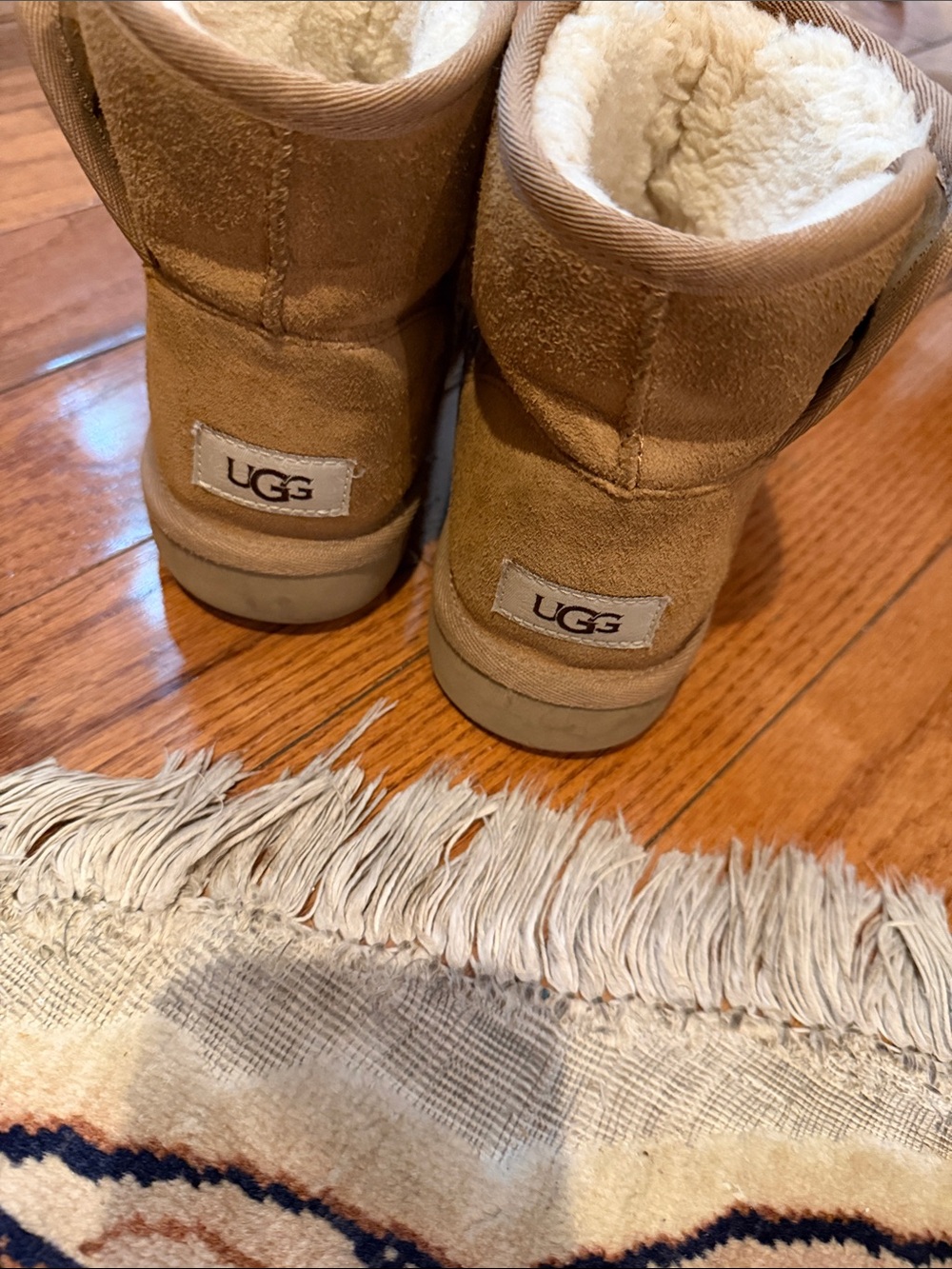 UGG Kids Boot in Chestnut Suede with Shearling size US 4